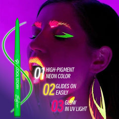 Cool Story Neon Eyeliner swatches on arm showing vivid hues and shimmer.