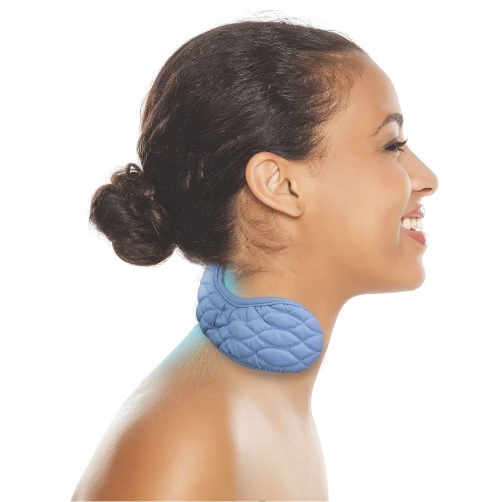 Close-up of CoolCura GO ice therapy neckband with integrated ice pod