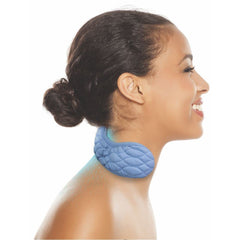 Close-up of CoolCura GO ice therapy neckband with integrated ice pod