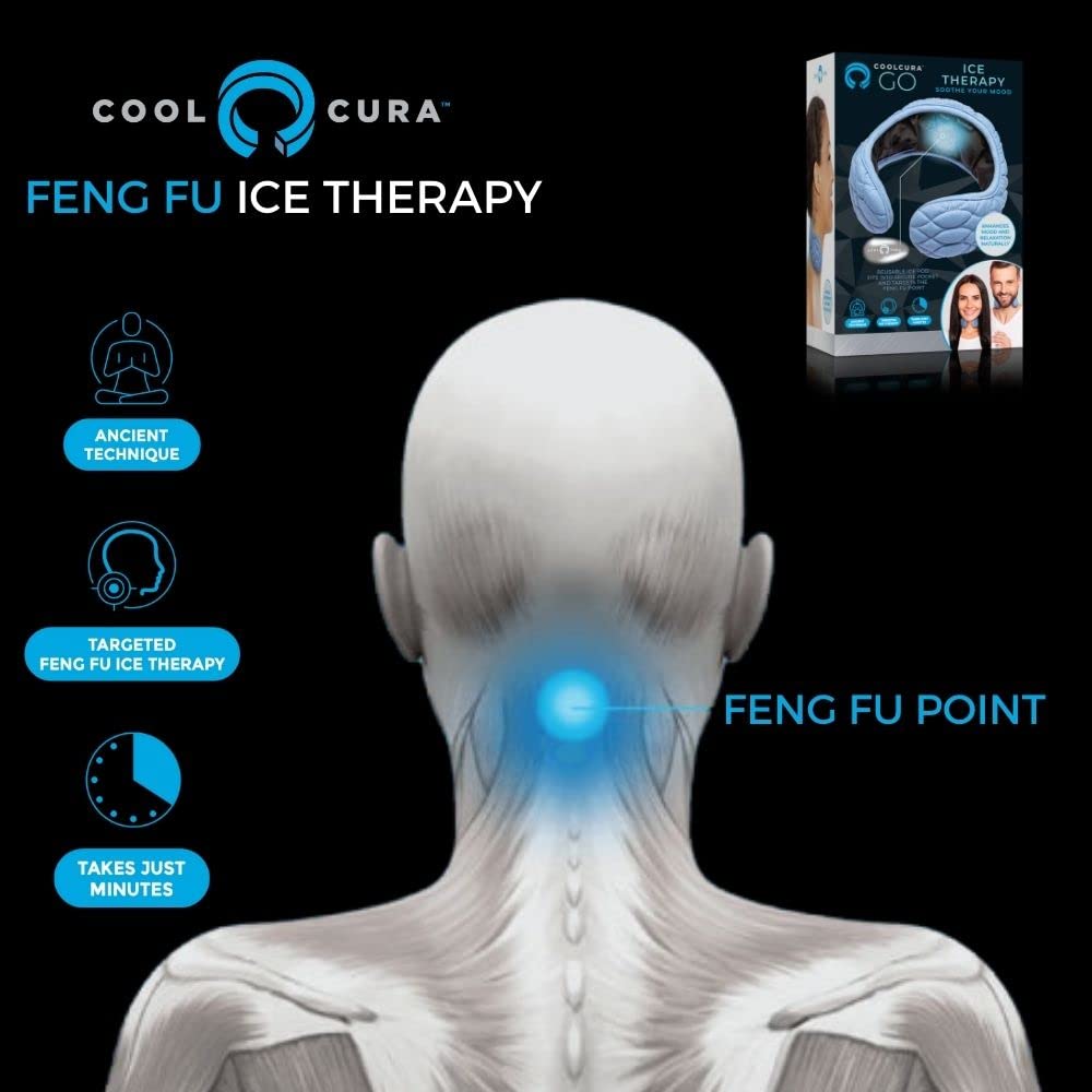 Graphic showcasing stress relief benefits of CoolCura GO