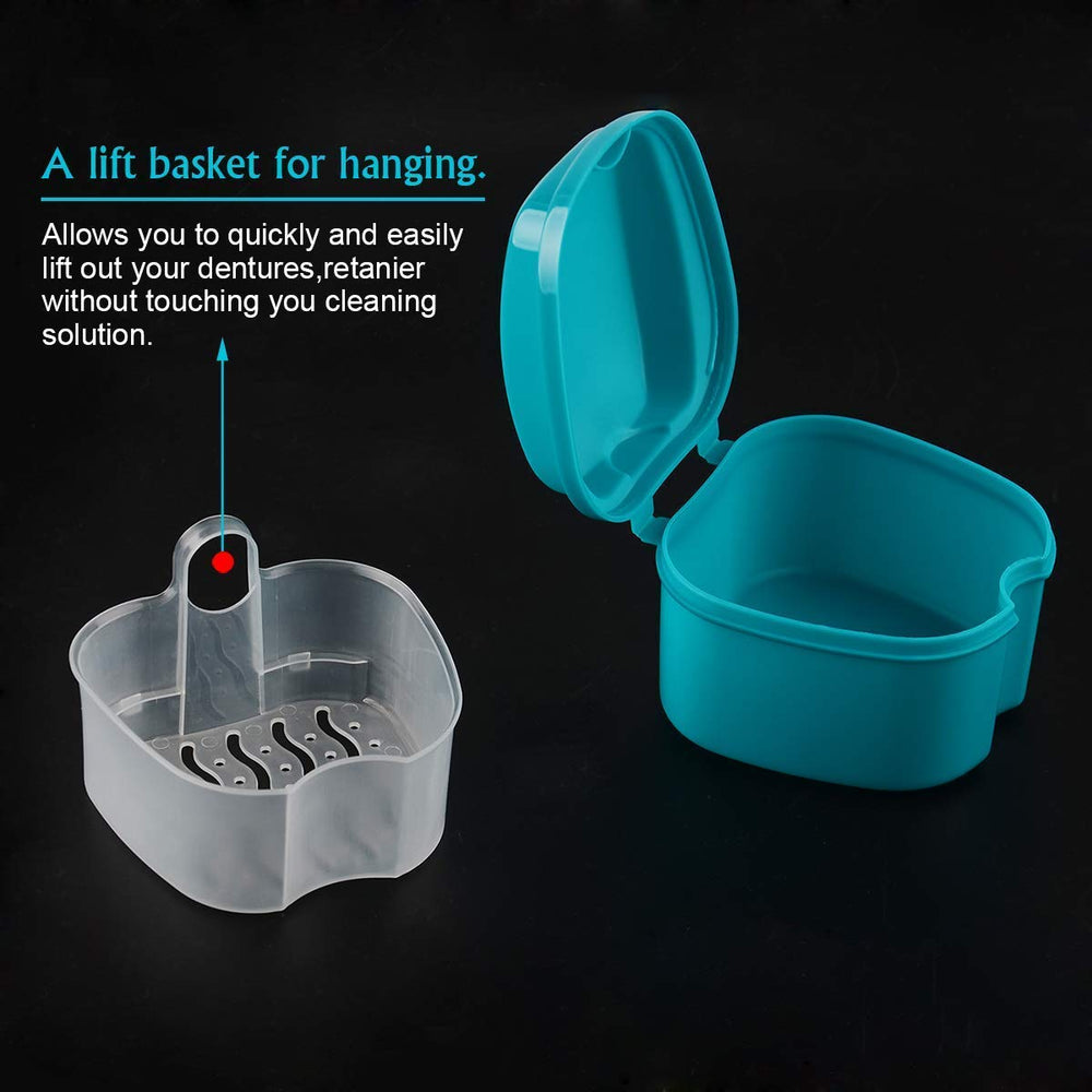 Portable denture bath box in compact size 9x9x7 cm