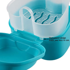 9x9x7 cm denture case in green for travel and storage