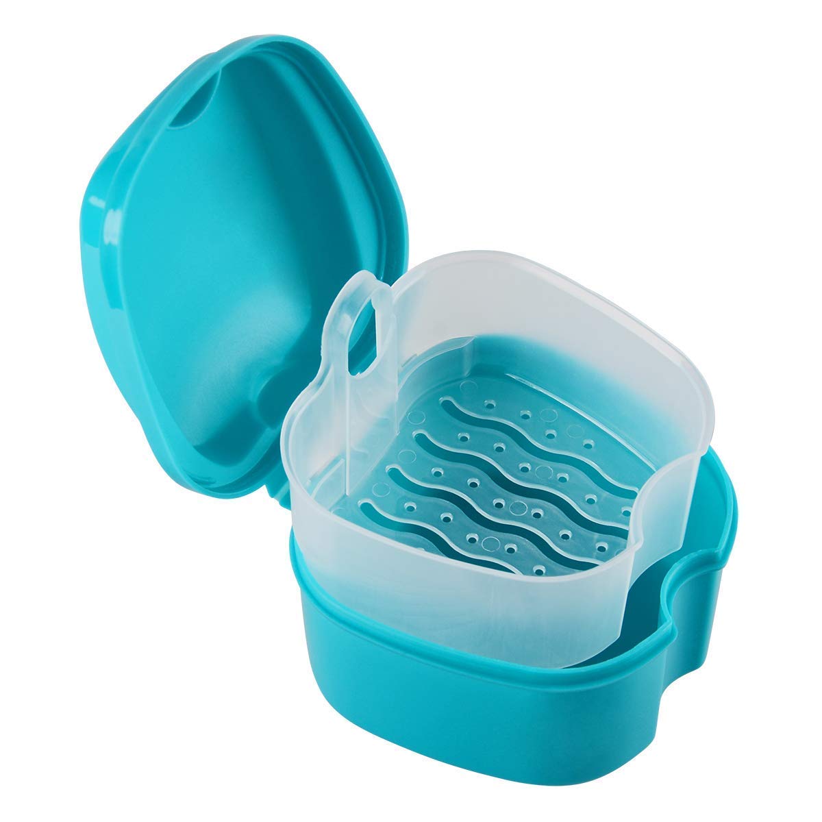 Dishwasher-safe denture container for cleaning dentures