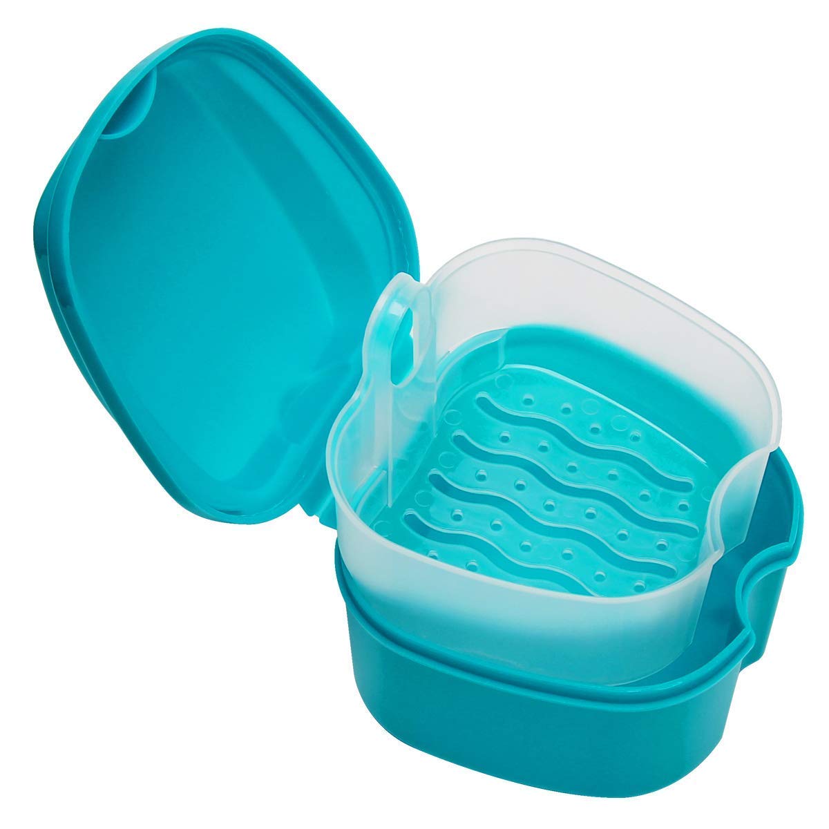 Multifunction denture storage box suitable for retainer, mouth guard, or jewelry