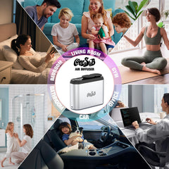 CoolSub diffuser in a living room demonstrates silent operation and sleek design.