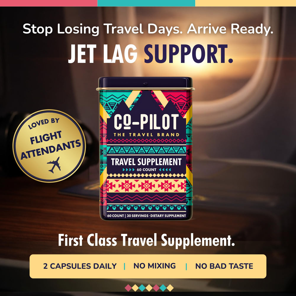 Close-up of Co-Pilot travel capsules for easy daily use and energy