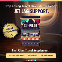 Close-up of Co-Pilot travel capsules for easy daily use and energy