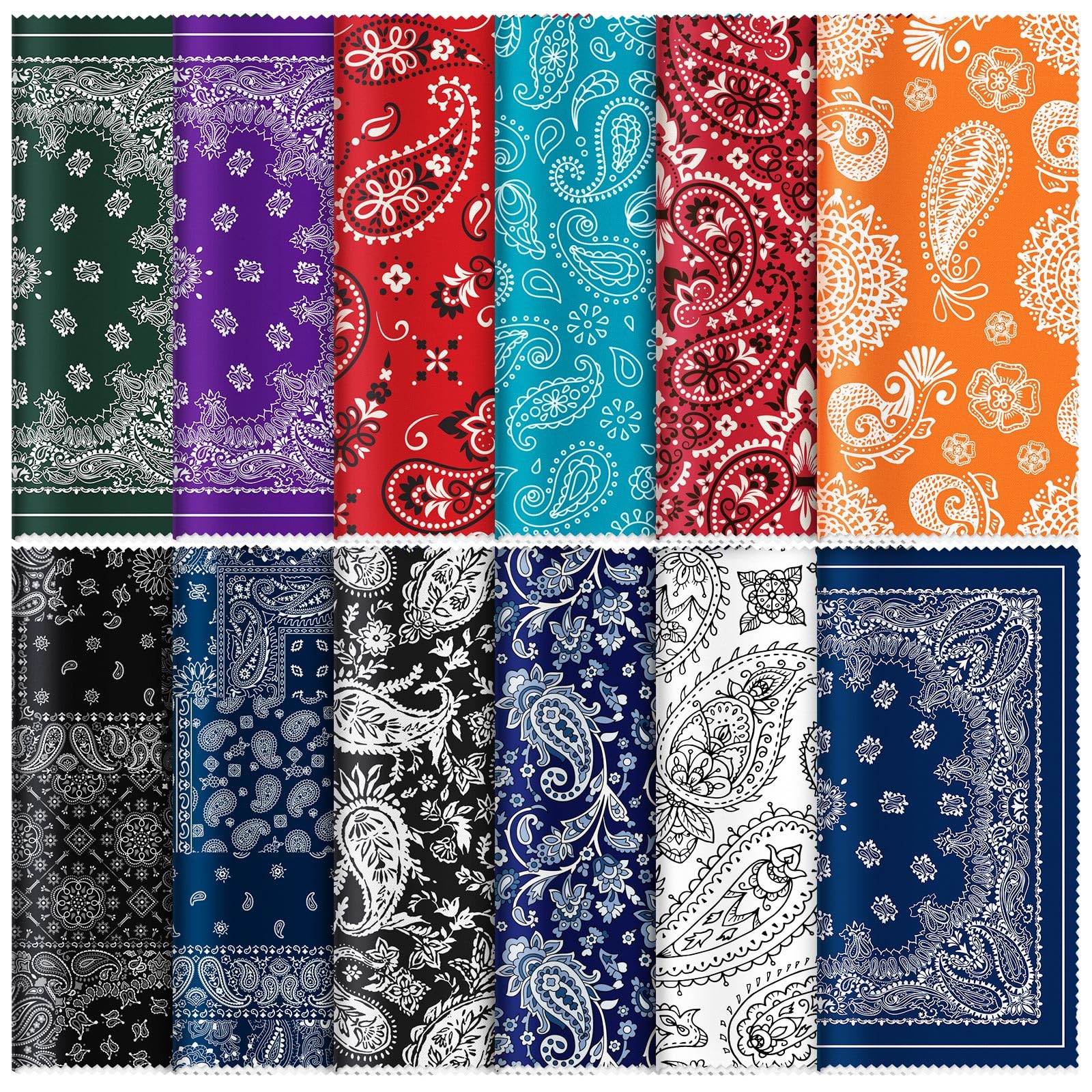 Copkim 24-pc microfiber cleaning cloths with paisley elegant flowers design (6x6 inch) close up