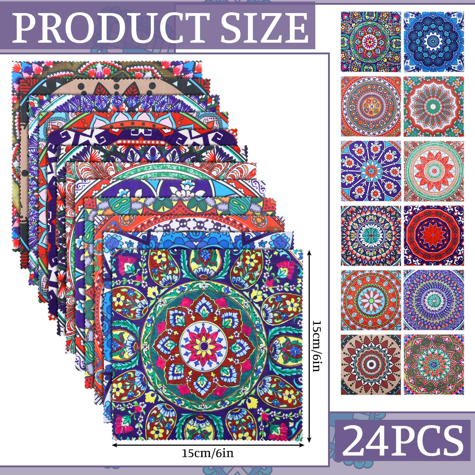 Mandala design microfiber glasses cleaning cloth close-up