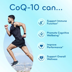 Graphic illustrating aging support with CoQ10 200mg