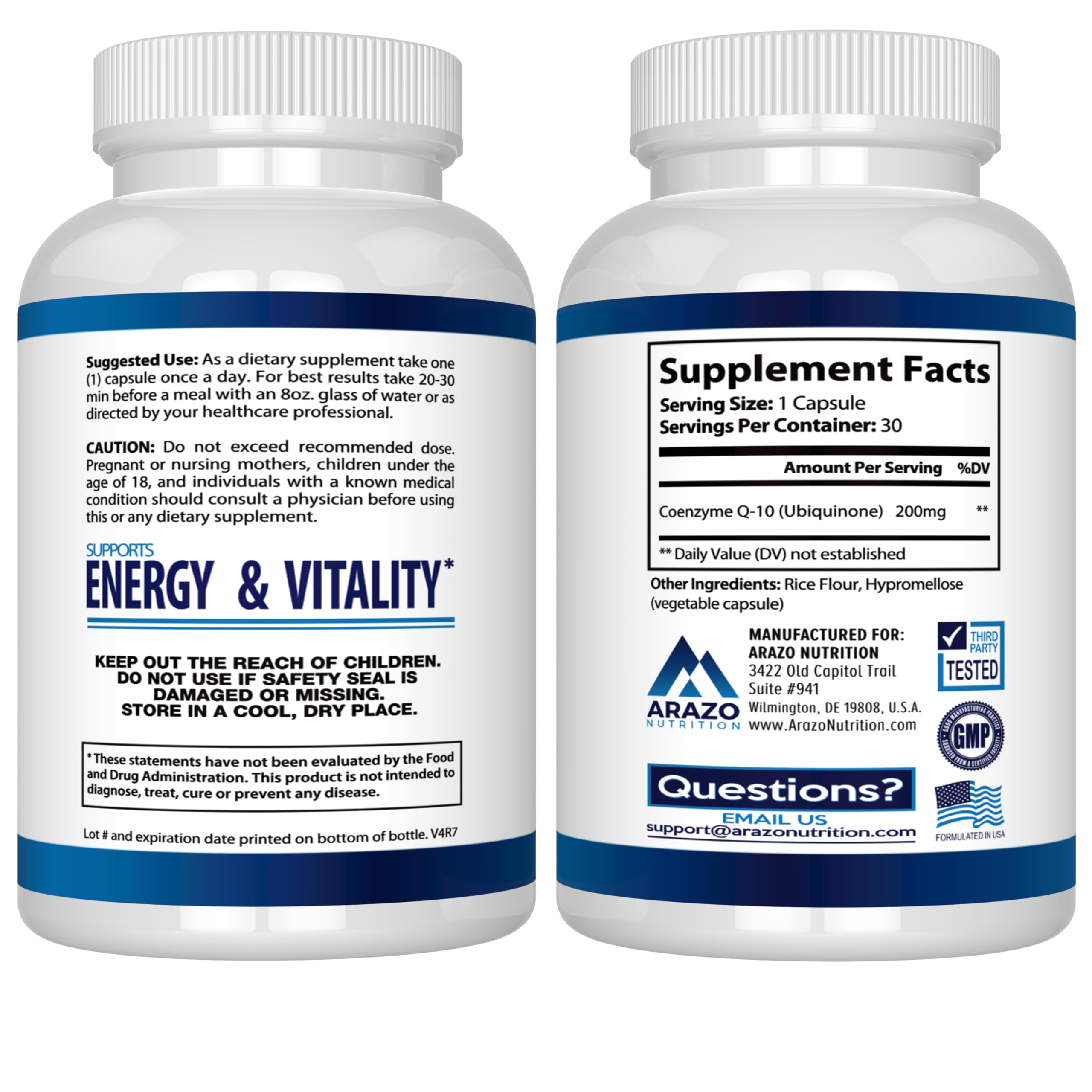 Close-up of 200mg CoQ10 capsules
