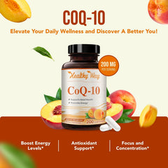 CoQ10 200mg capsules promoting energy support