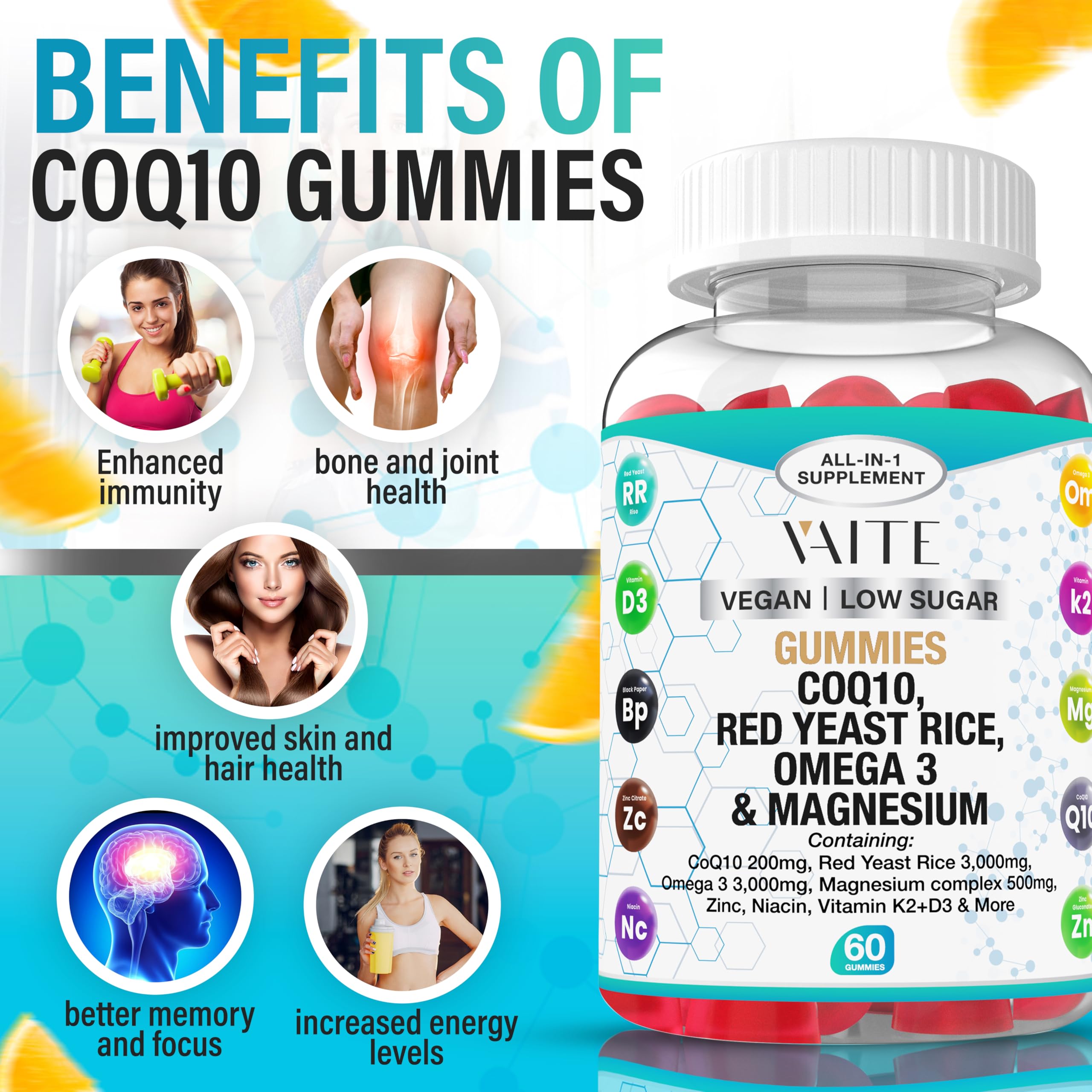 Close-up of magnesium complex gummies with calm formula