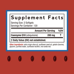 Doctor's Recipes CoQ10 bottle with label showing 200mg per serving