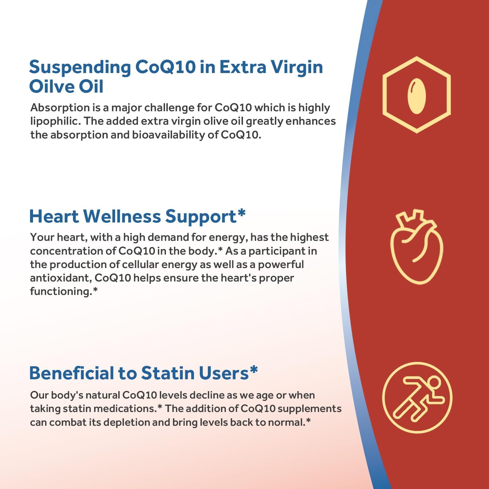 CoQ10 dietary supplement bottle with olive oil visual