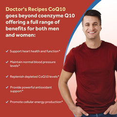 CoQ10 ingredients panel with olive oil illustration