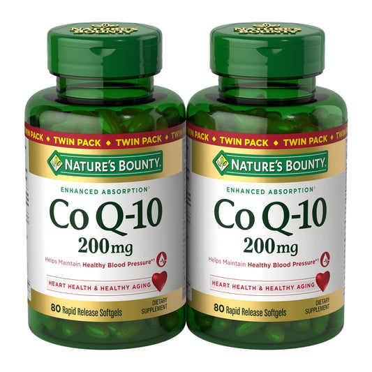 Nature's Bounty CoQ10 200 mg softgels twin pack bottle front