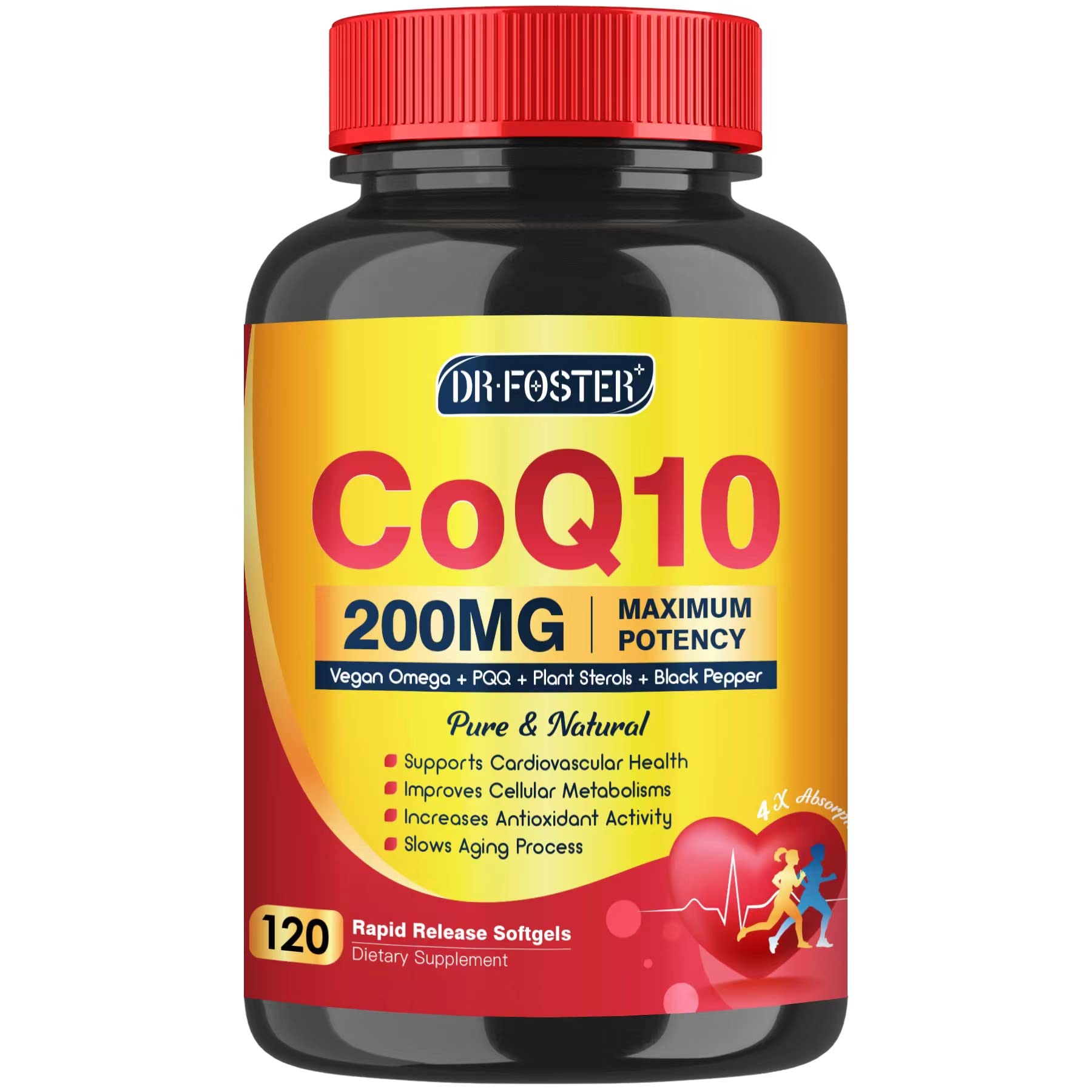 CoQ10 200mg softgels with Vitamin E and Omega 3-6-9 and PQQ