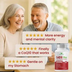 Vegan CoQ10 supplement with lifestyle imagery