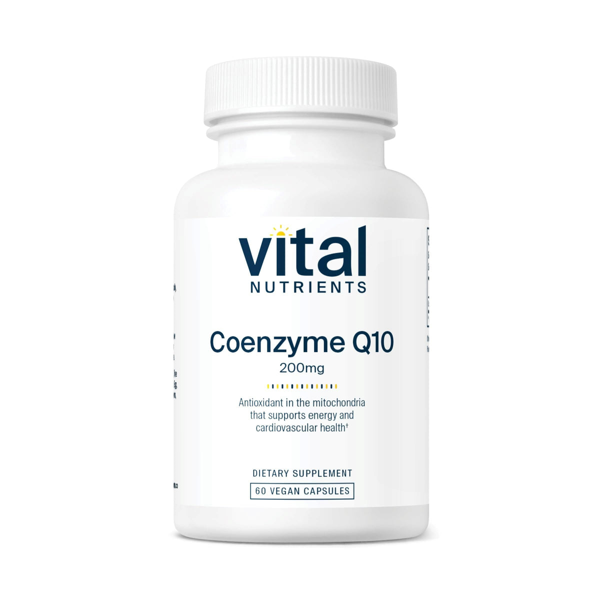 Bottle of Vital Nutrients CoQ10 200mg vegan supplement