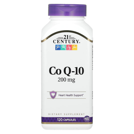 Front view of 21st Century Co Q10 200 mg capsules bottle – 120 count