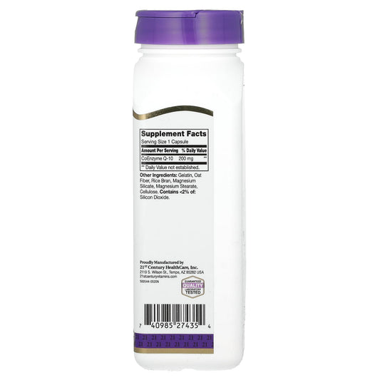 Close-up of bottle label showing CoQ-10 200 mg