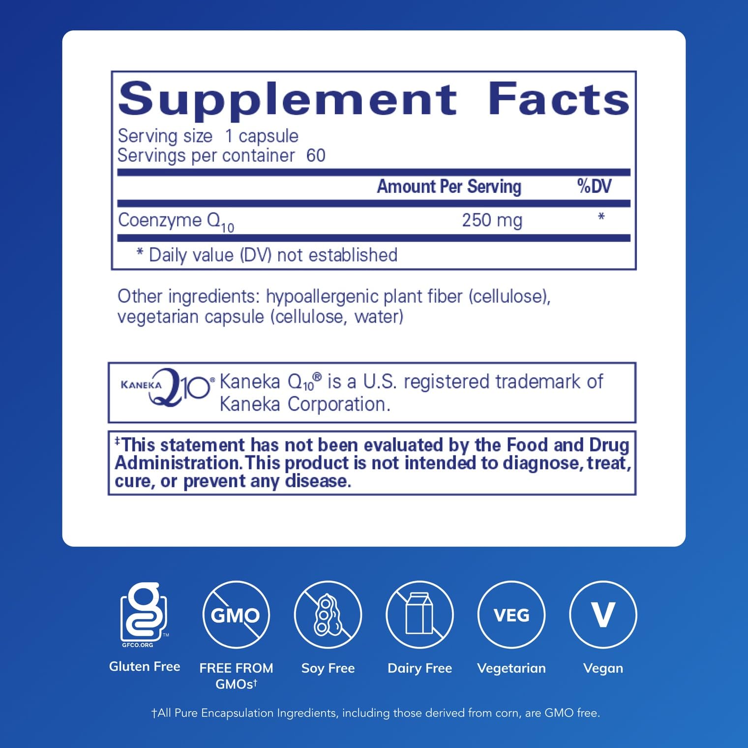 Close-up of CoQ10 250 mg capsule