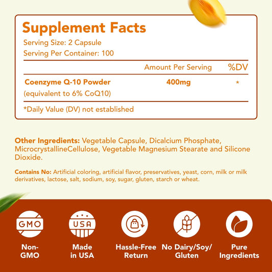 Close-up of CoQ10 400mg capsules