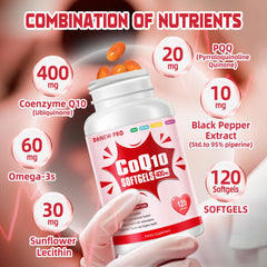 Back of CoQ10 bottle showing supplement facts