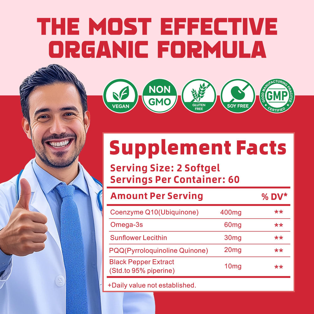 PQQ, BioPerine and Omega-3 blend illustration