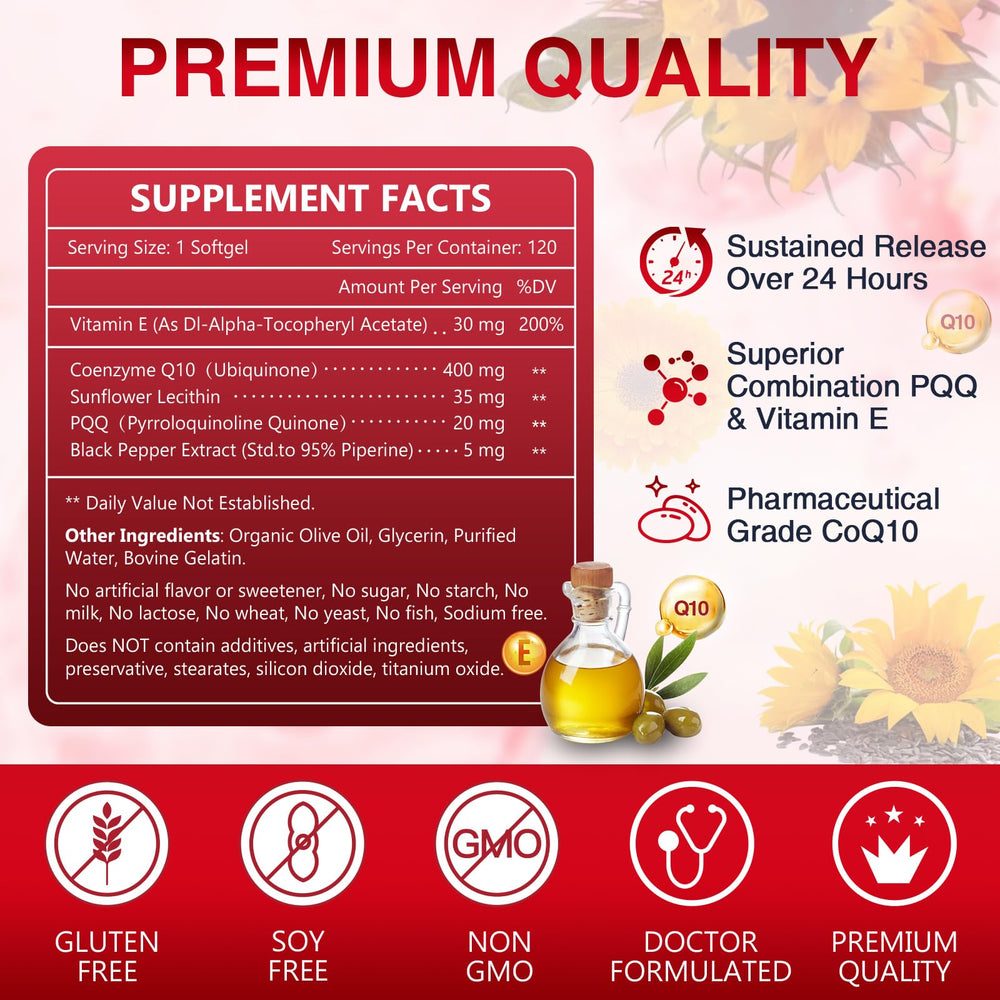 CoQ10 400mg softgels with vitamin E and Bioperine
