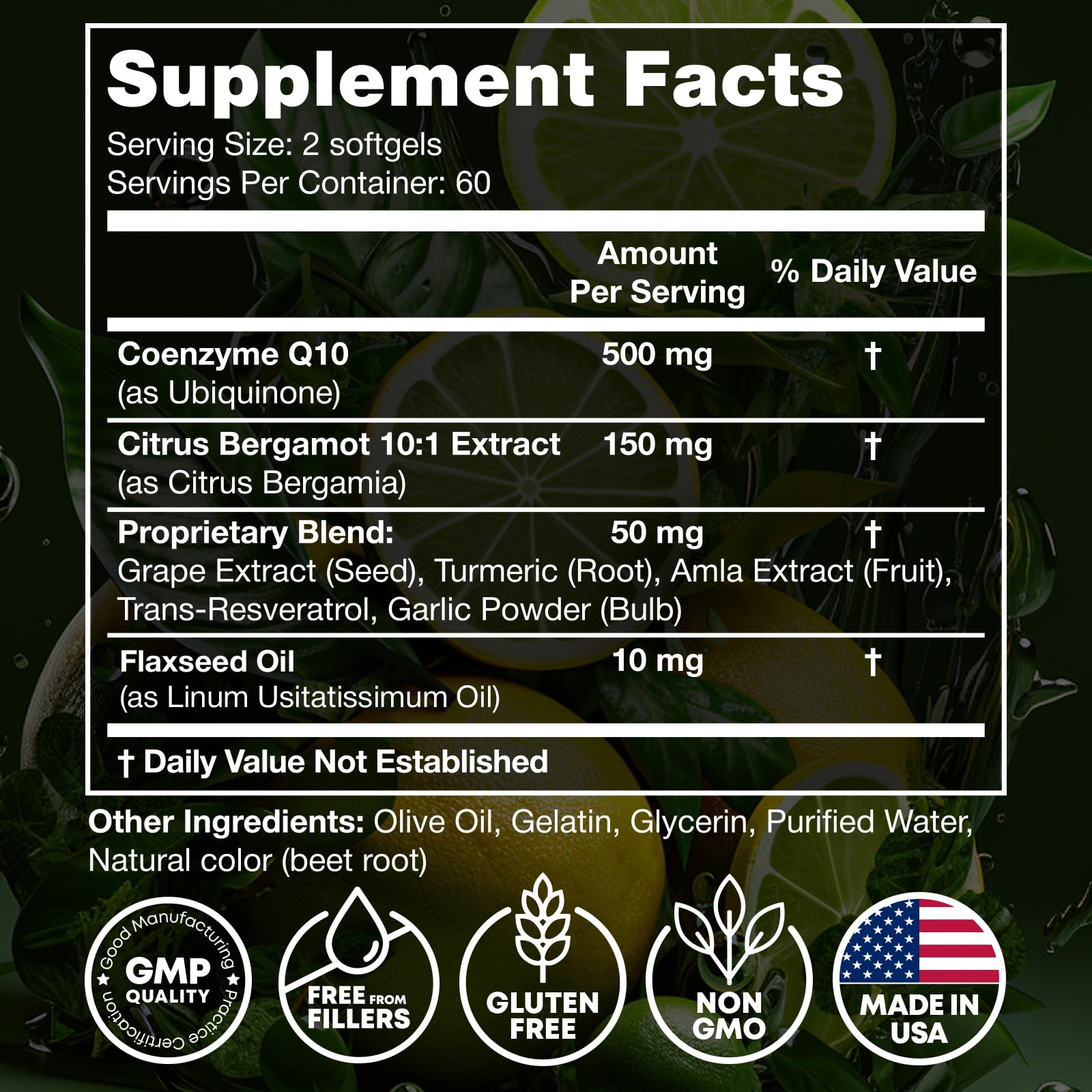 Product front view of Joyli CoQ10 500mg bottle