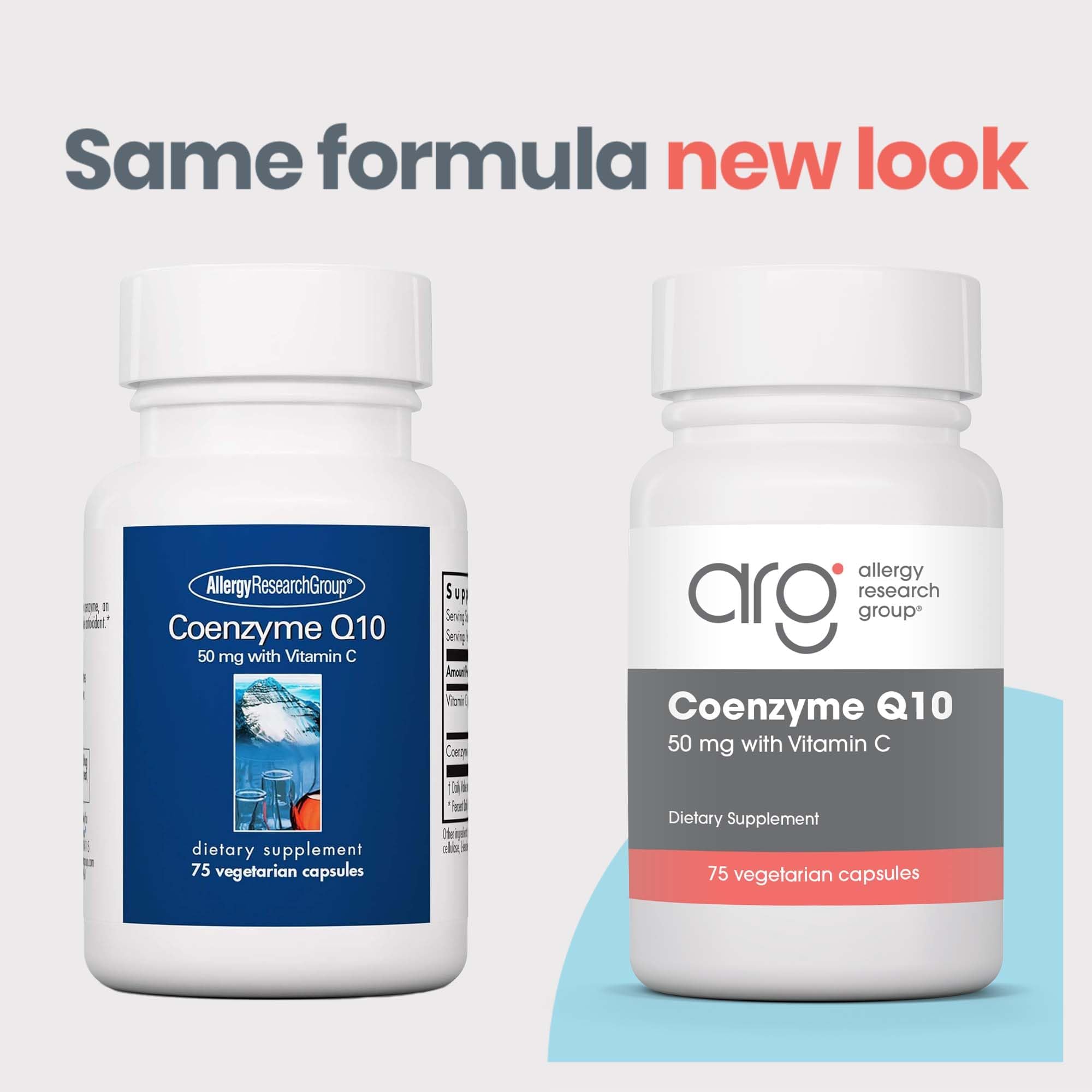 Ingredients panel showing CoQ10 ubiquinol and Vitamin C
