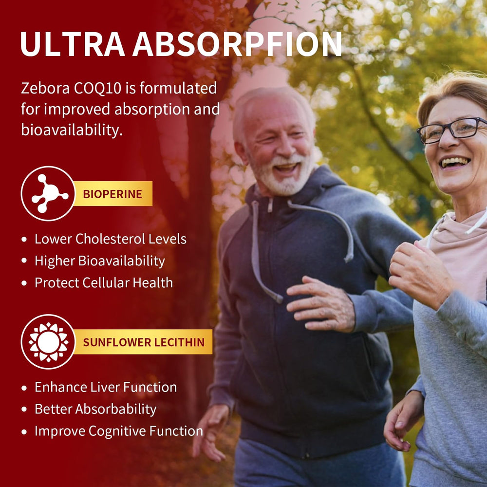ZEBORA CoQ10 bottle on white background