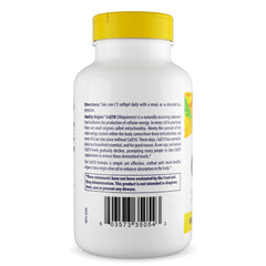 Close-up of CoQ10 600 mg label showing yeast-fermented ubiquinone