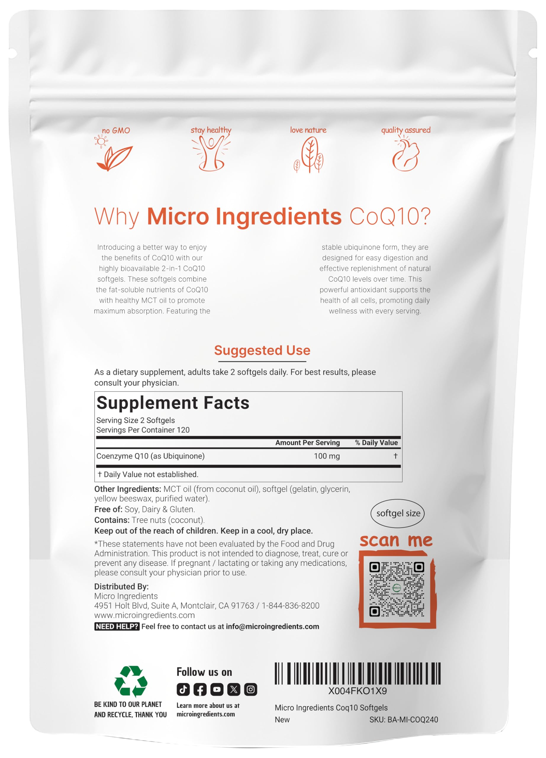 Graphic showing CoQ10 absorption boosted by coconut MCT oil