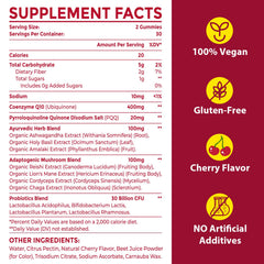 Front view of CoQ10 Gummies bottle with cherry flavor