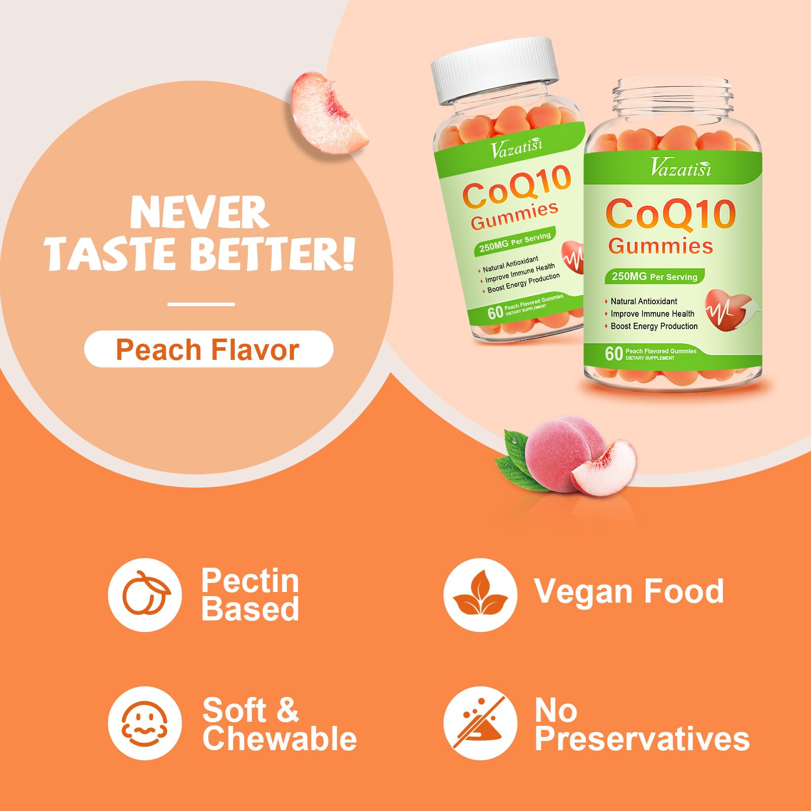 Daily-use CoQ10 gummies for adults and seniors