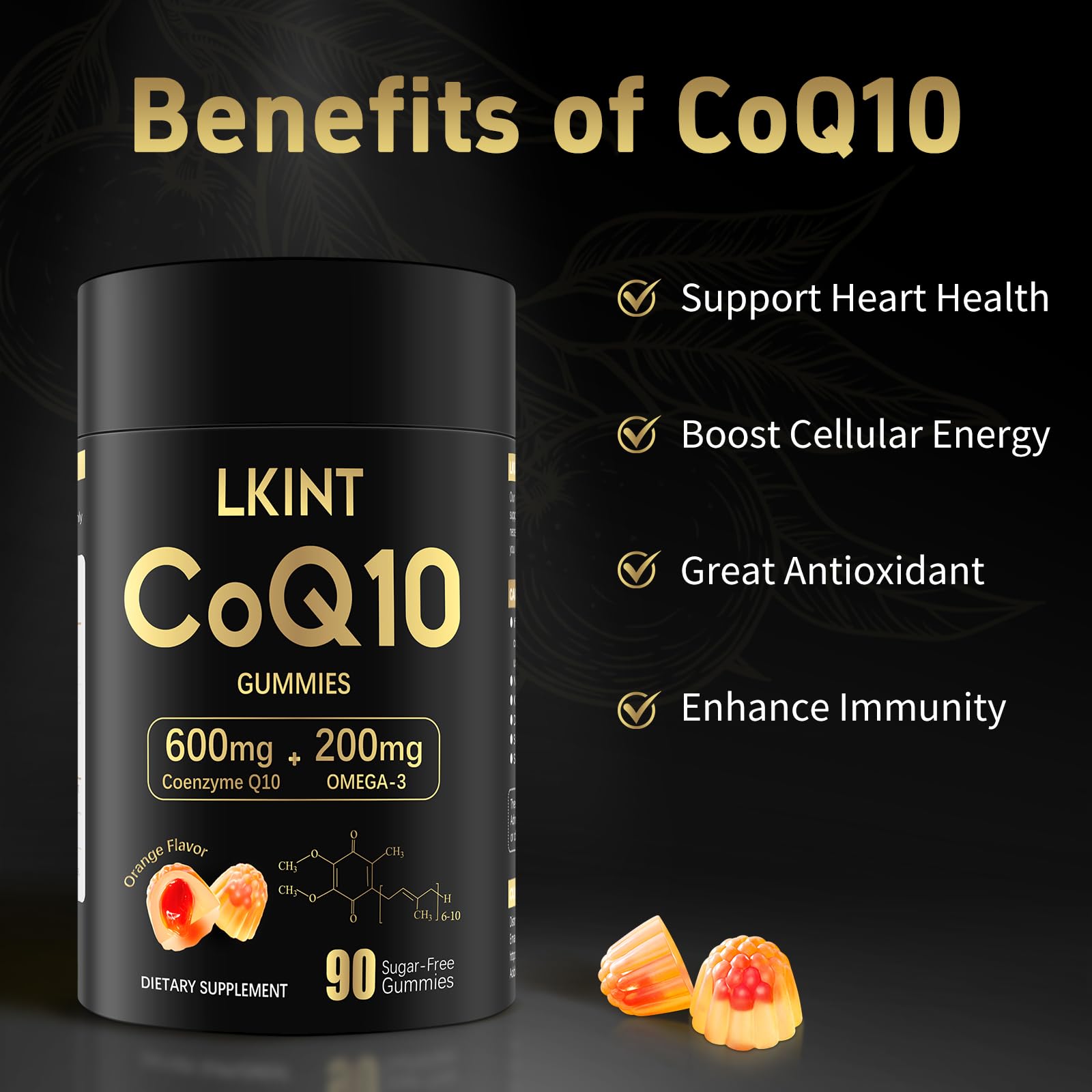 Individually wrapped CoQ10 gummies for on-the-go usage