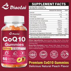 CoQ10 Gummies ingredients panel with Omega-3 EPA/DHA