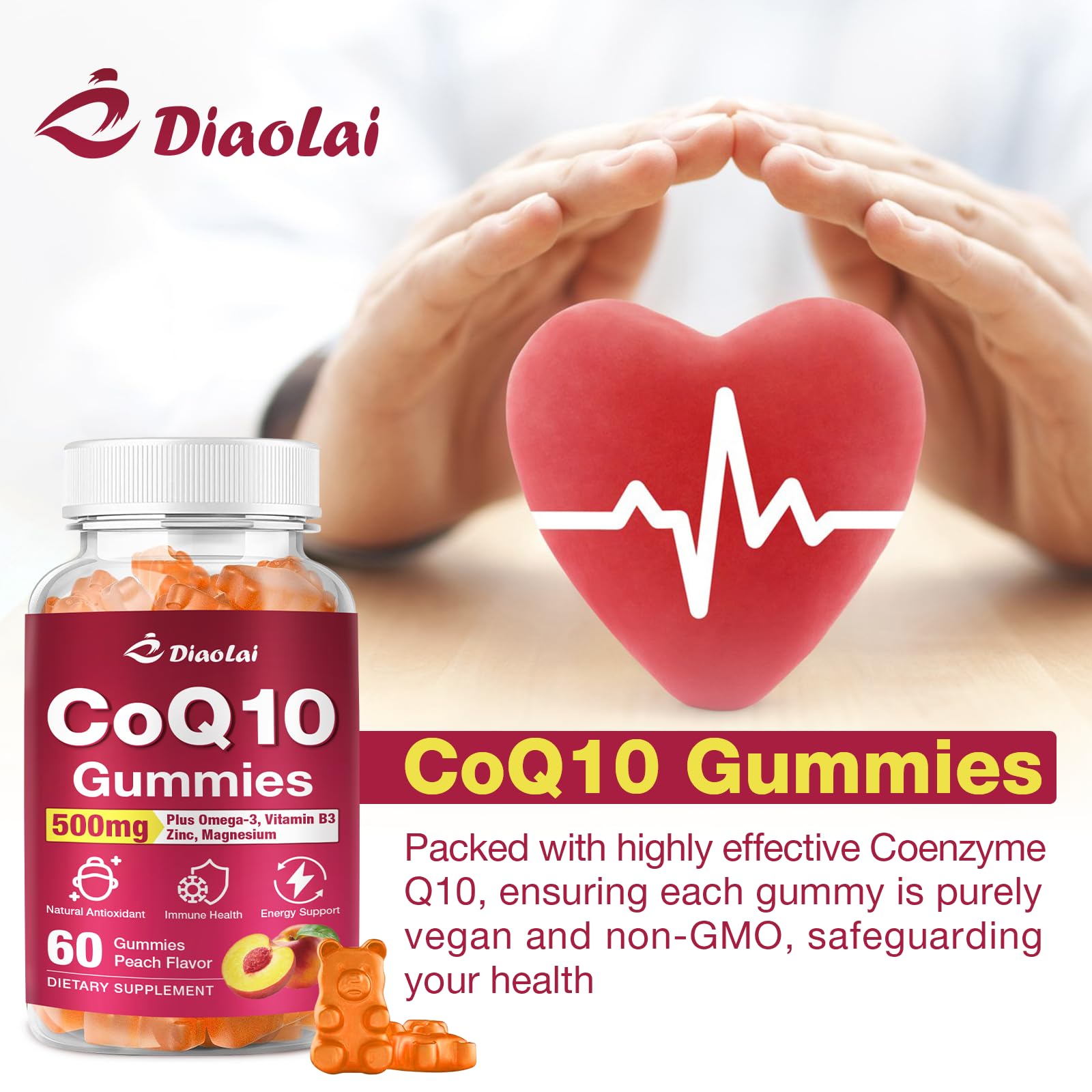 Third-party testing seal on CoQ10 Gummies packaging