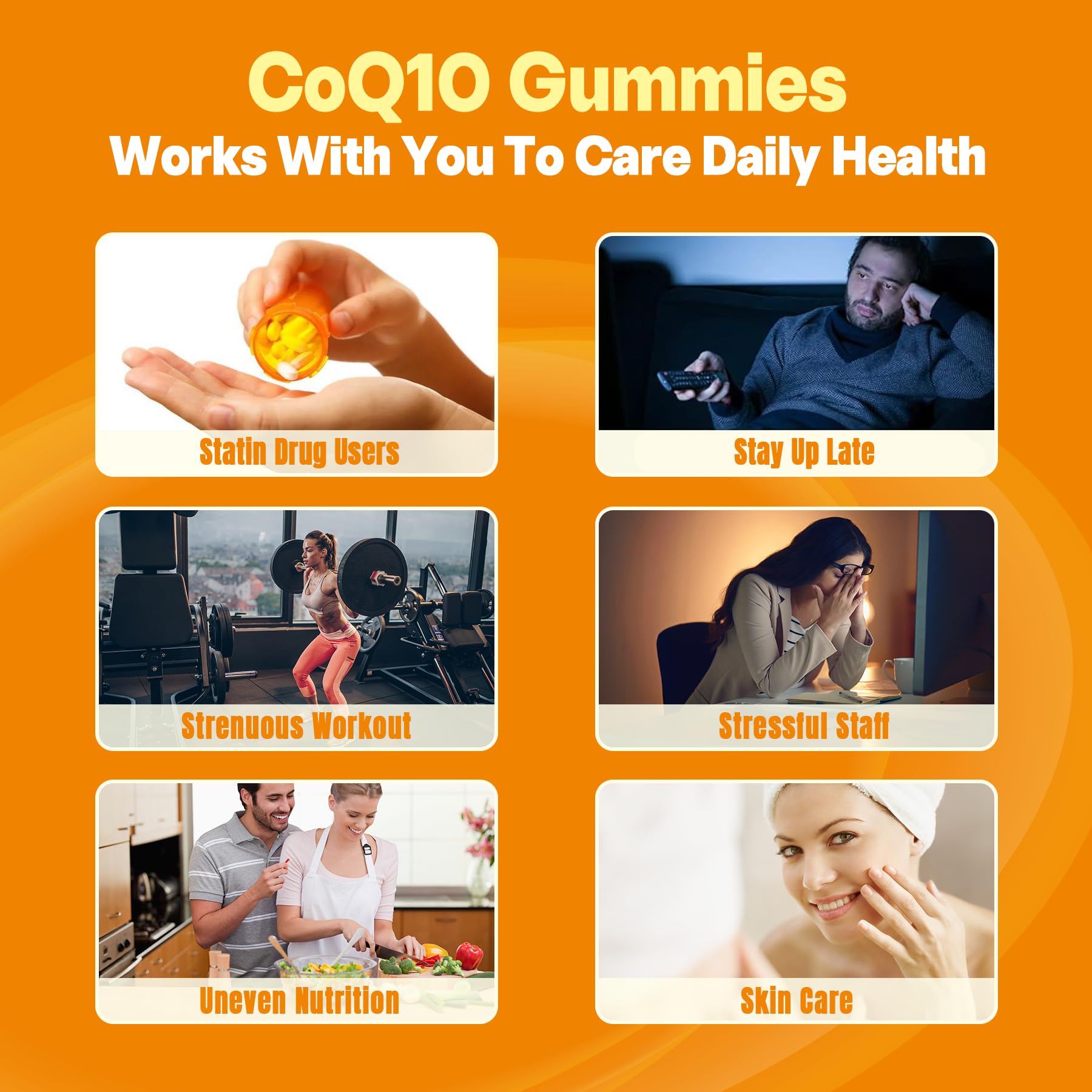 Front view of CoQ10 gummies bottle and packaging