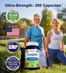 Heart health concept with CoQ10 imagery