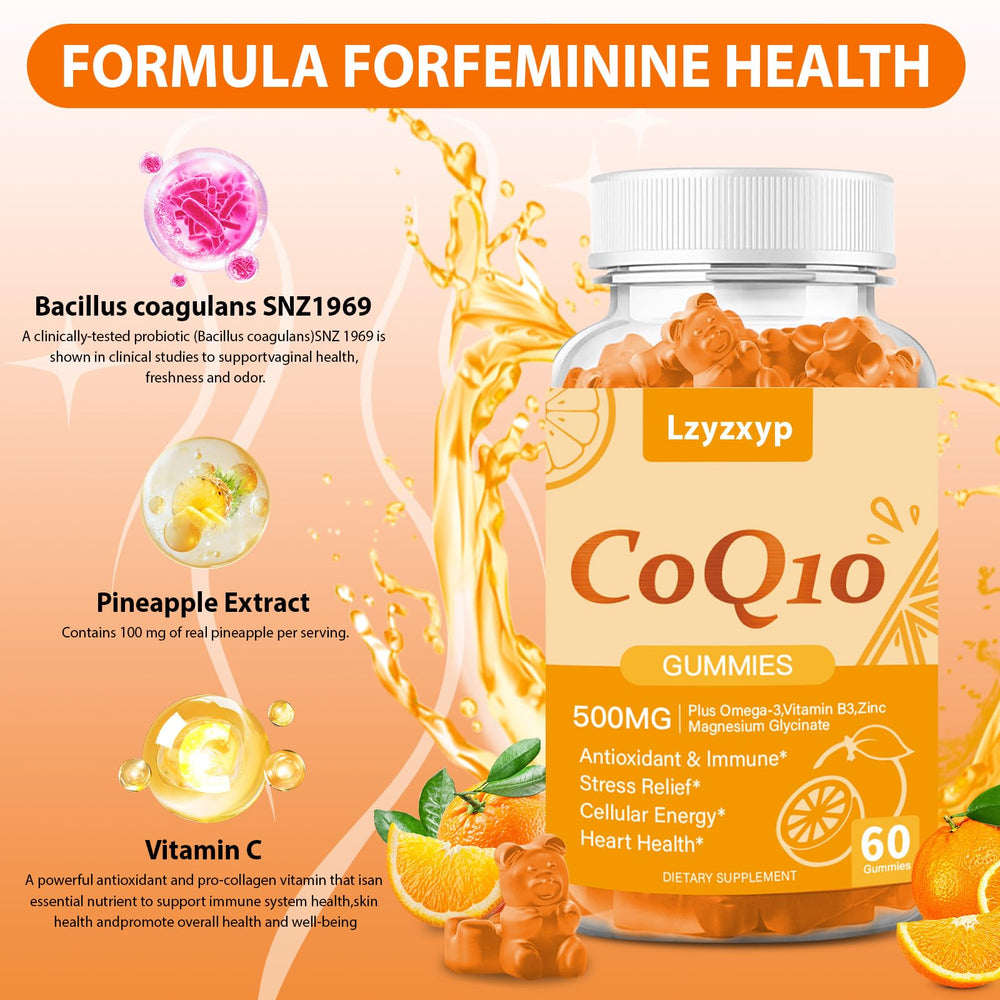 Ingredients highlight: CoQ10 with Omega-3, Magnesium, Vitamin B3 and Zinc