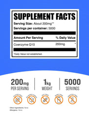 Coenzyme Q10 powder 200mg serving with scoop