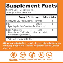CoQ10 + PQQ bottle with label