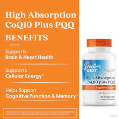 Close-up view of CoQ10 + PQQ capsules