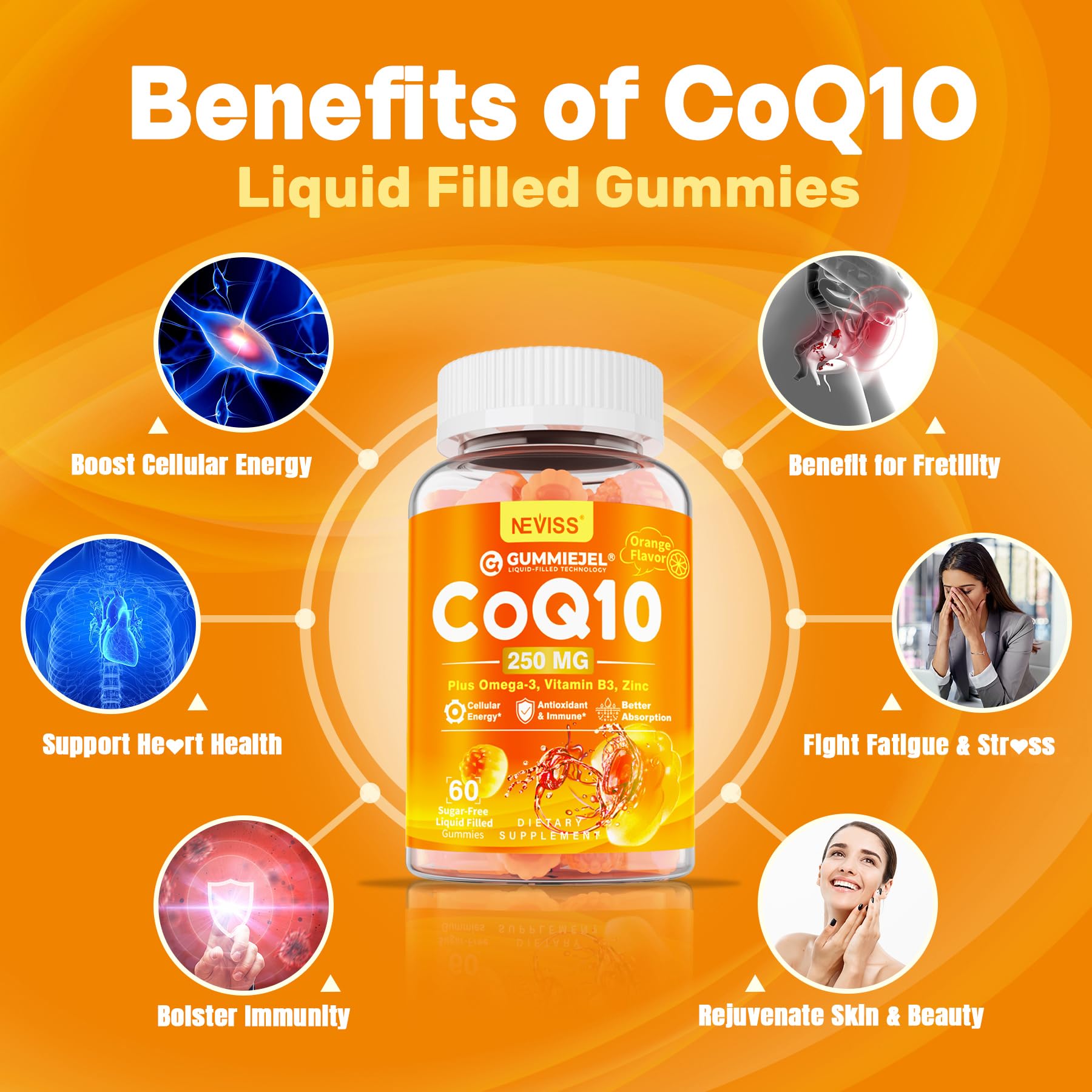 Vegan 60-count bottle of CoQ10 gummies
