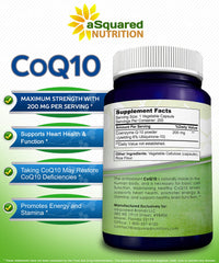 Bottle with capsules for aSquared Nutrition CoQ10 supplement