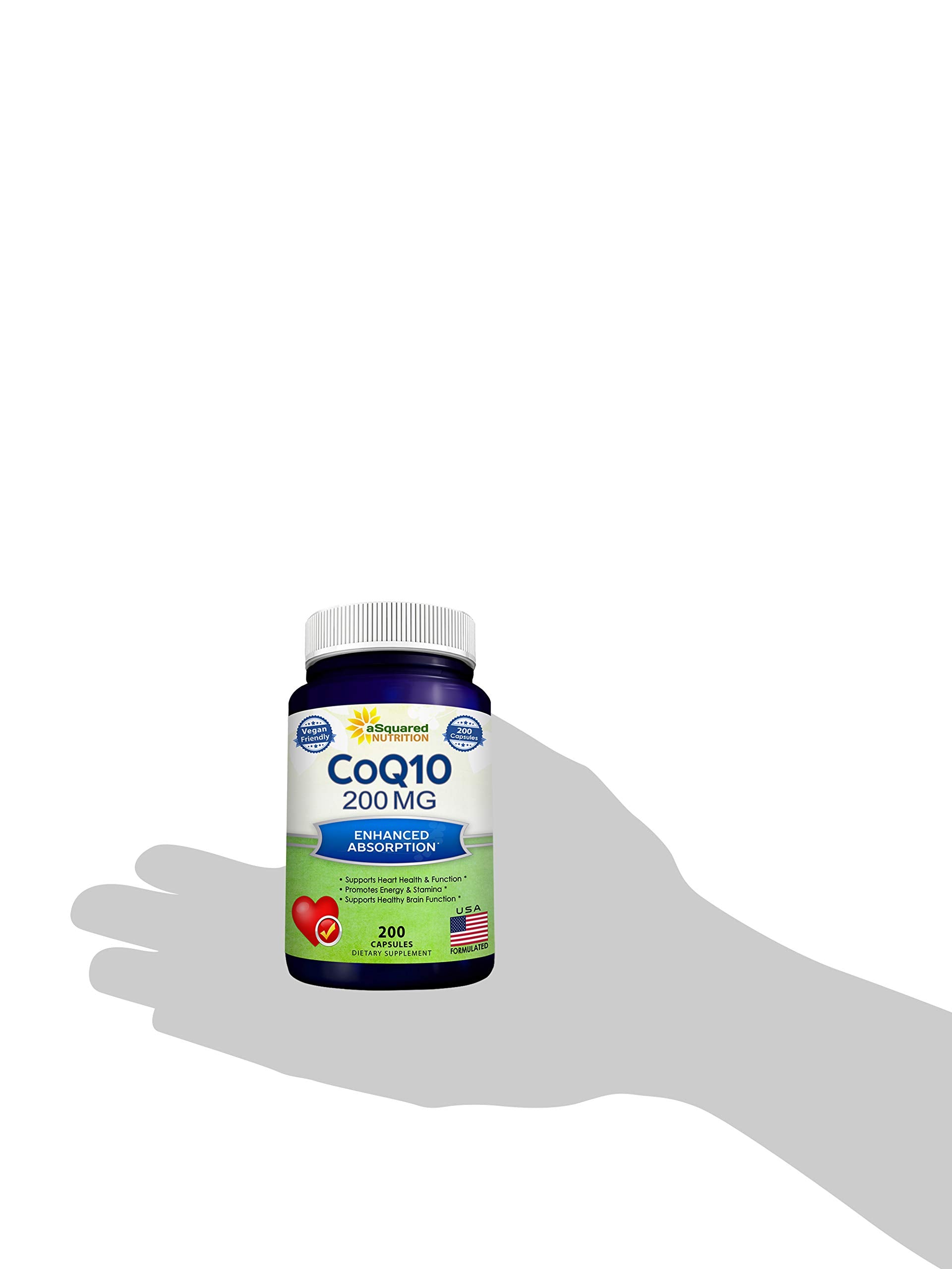 Close-up of a CoQ10 capsule ready to take
